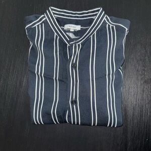 Reiss Dark Blue and White Striped Casual Shirt